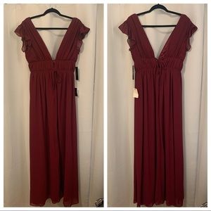 Lulu’s Floor Length Burgundy Gown, Size M
